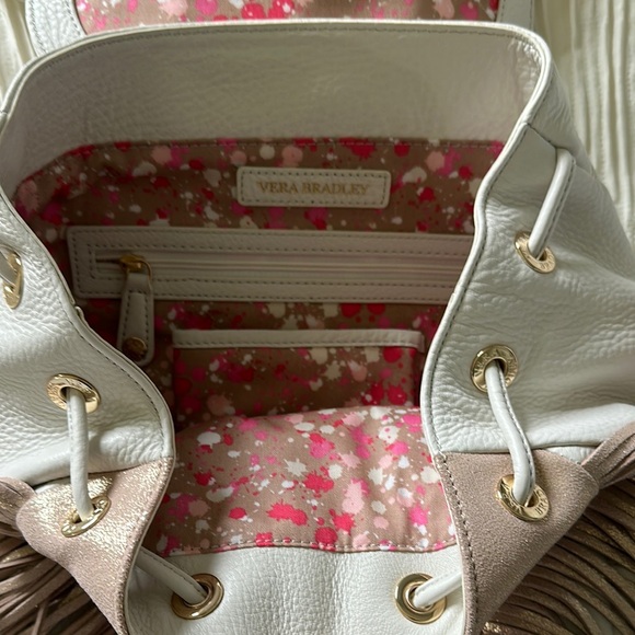 Vera Bradley White and Pink Backpack with Fringe - Picture 3 of 5